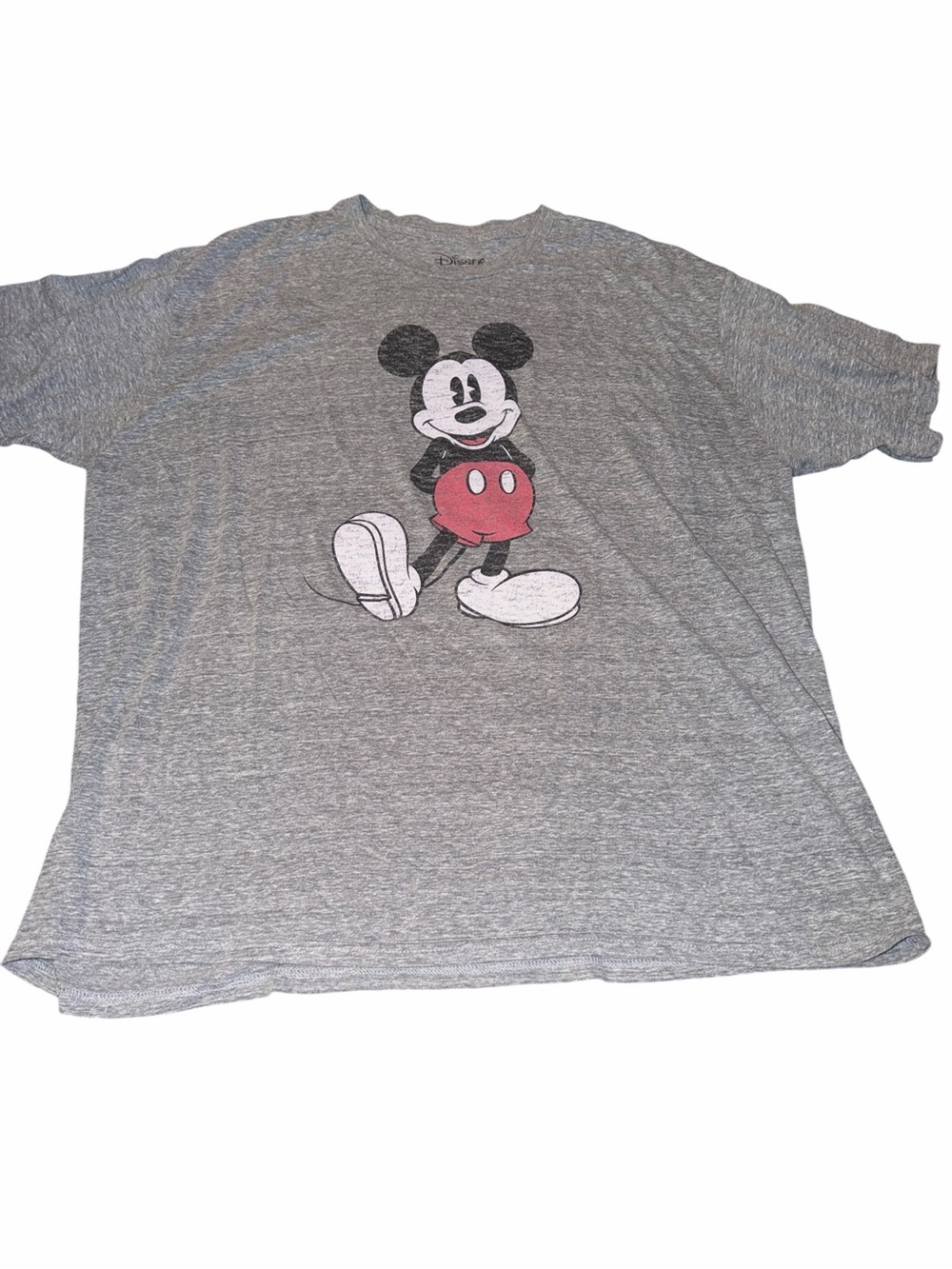 Disney Gray Mickey Mouse Short Sleeve Tee with Red Accent